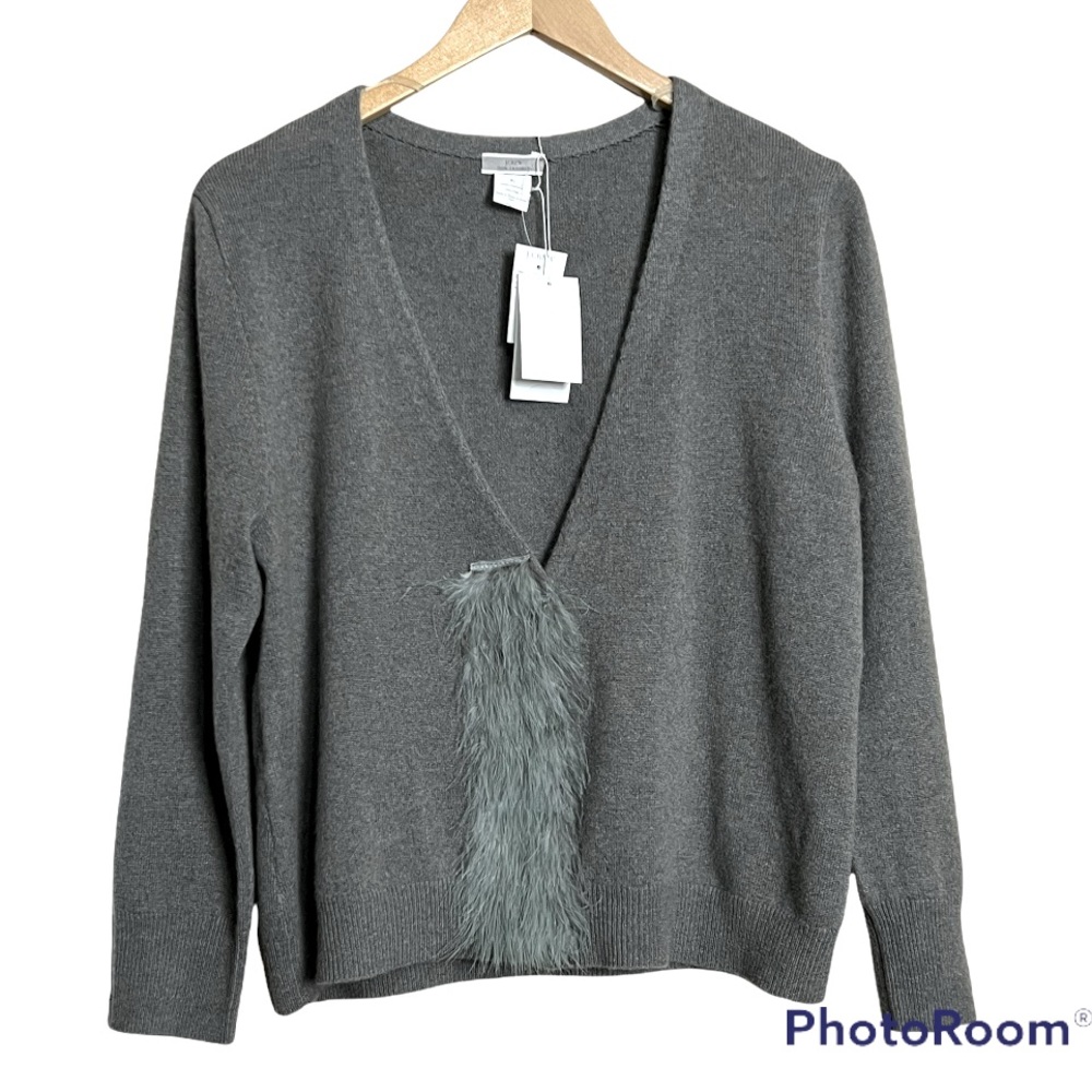 J.Crew 100% Cashmere Cardigan Heather Gray XL